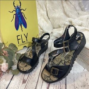 Fly London elite leather back sandals NWT